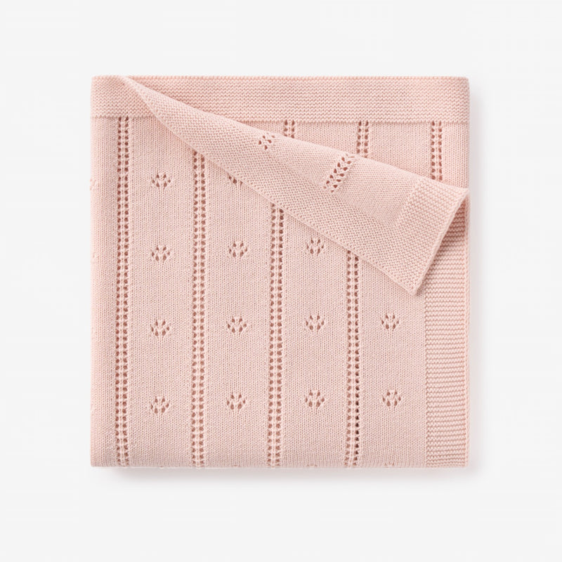 Pale Pink Pointelle Knit Baby Blanket