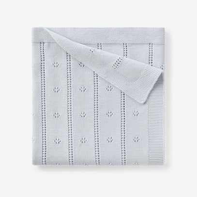Pale Blue Pointelle Knit Baby Blanket