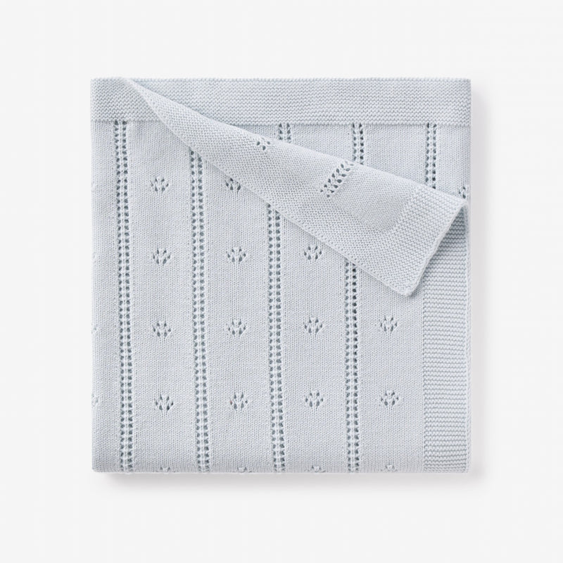 Pale Blue Pointelle Knit Baby Blanket