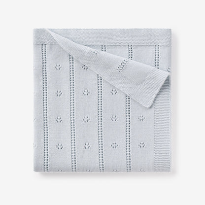 Pale Blue Pointelle Knit Baby Blanket