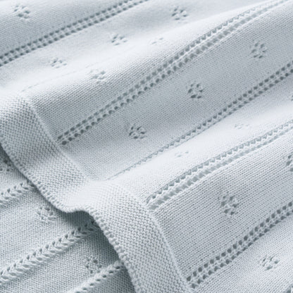 Pale Blue Pointelle Knit Baby Blanket