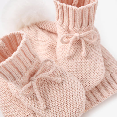 Pale Pink Knit Hat & Booties Gift Set