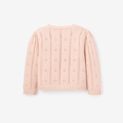 Pale Pink Pointelle Knit Baby Cardigan