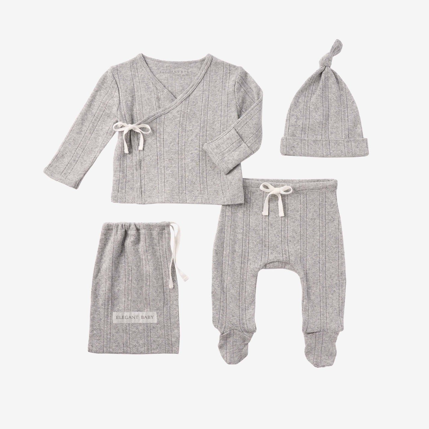 Pointelle Emblem Layette Set - Cream main image 1