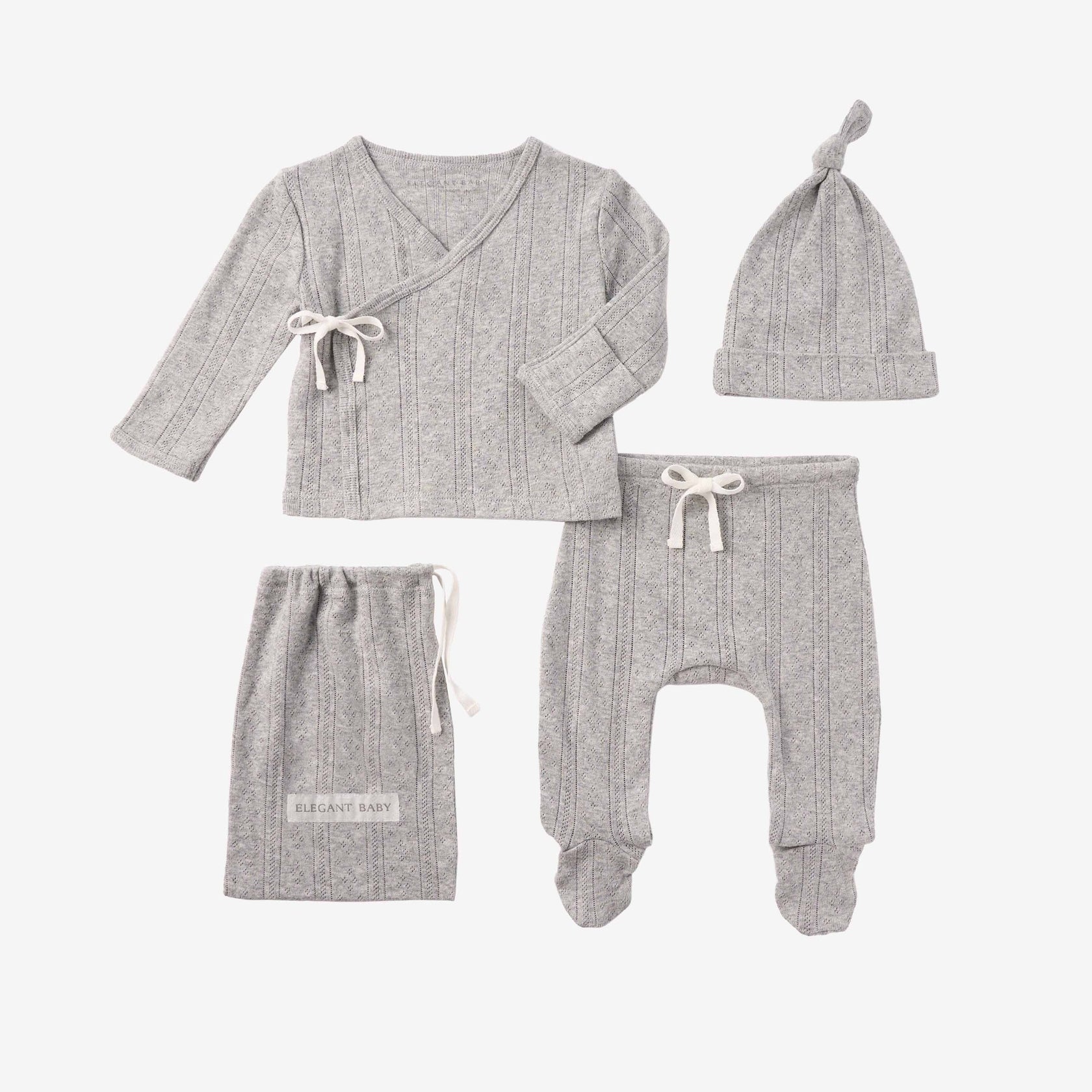 Fine Pointelle Ruffle Layette Set - Milk main image 1