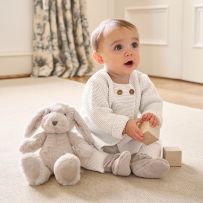 Whisper White Sofia + Finn Knit Baby Cardigan