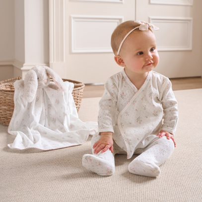 Folklore Floral Organic Cotton Pointelle Layette 3PC Set
