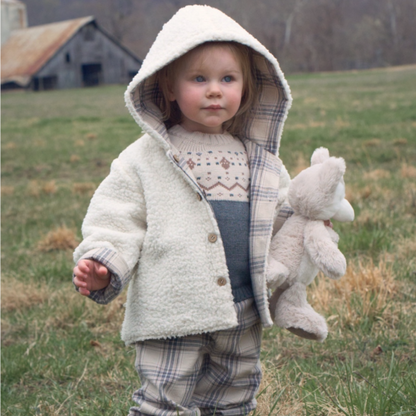 Neutral Plaid Sherpa Lined Reversible Jacket