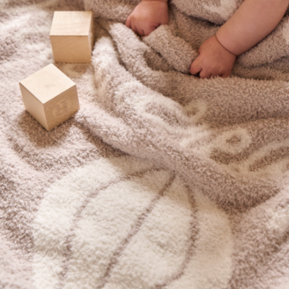 Taupe Hot Air Balloon Feather Knit Baby Blanket