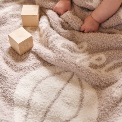 Taupe Hot Air Balloon Feather Knit Baby Blanket