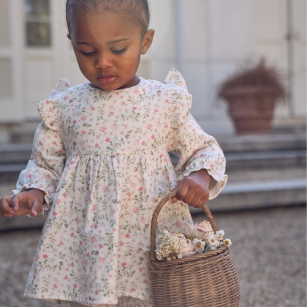 Folklore Floral Organic Muslin Dress+ Bloomer