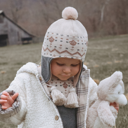 Acorn Fairisle Aviator Knit Baby Hat