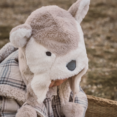 Wolf Aviator Plush Baby Hat