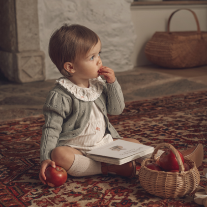 Sage Pointelle Knit Baby Cardigan