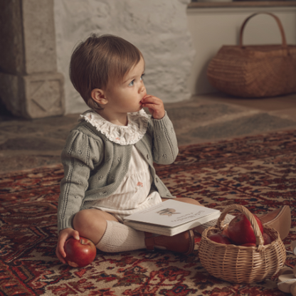 Sage Pointelle Knit Baby Cardigan