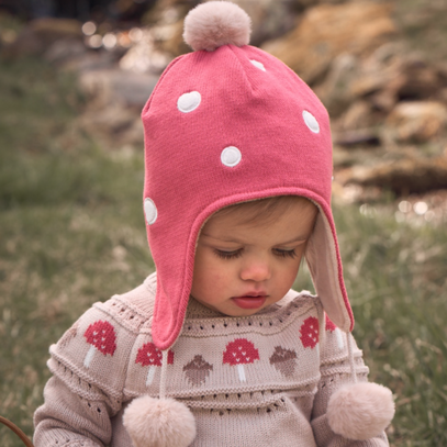 Mushroom Aviator Knit Baby Hat
