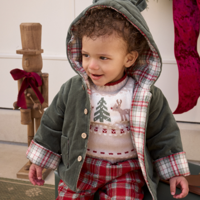 Velvet/Winter Tartan Reversible Coat