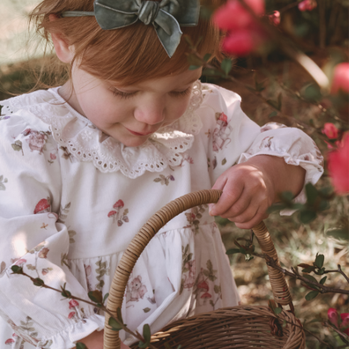 Magical Mouse Print Mini Cord Lace Collar Dress + Bloomer Set