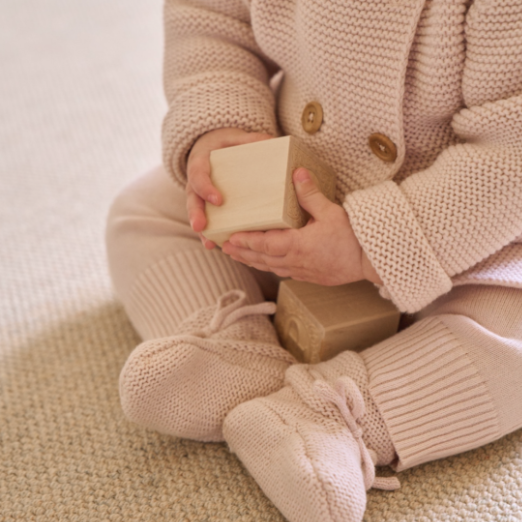 Pale Pink Fine Knit Cotton Baby Pant