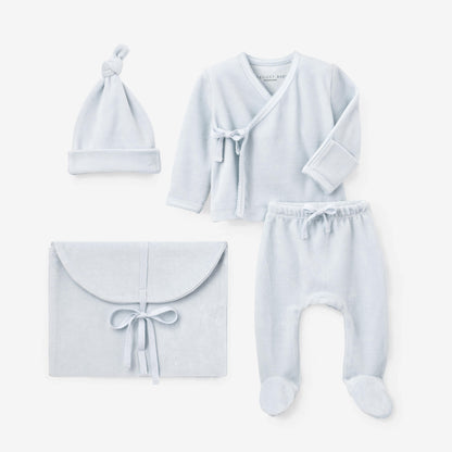 Pale Blue Velour Layette Set