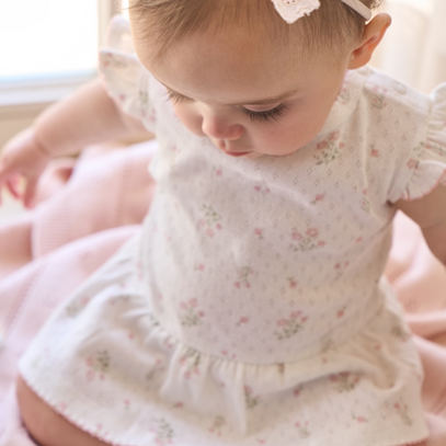 Folklore Floral Organic Cotton Pointelle Bubble Romper