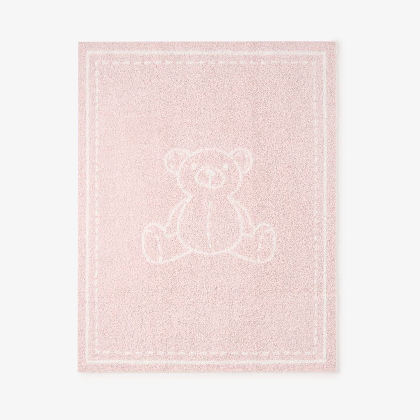Pale Pink Teddy Bear Feather Knit Baby Blanket
