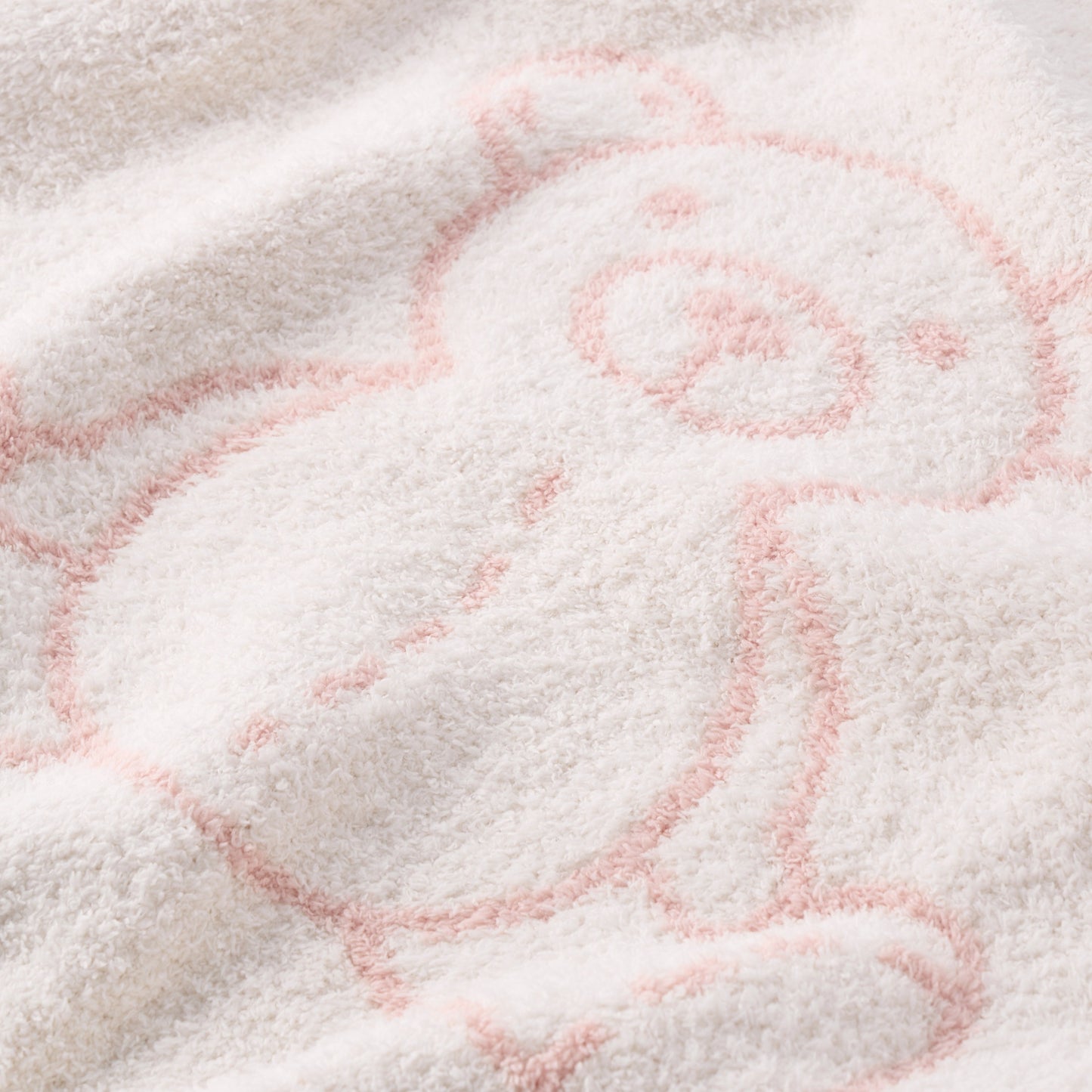 Pale Pink Teddy Bear Feather Knit Baby Blanket