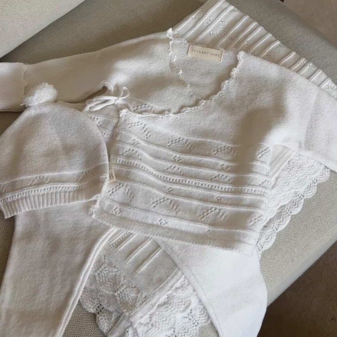 White Cashmere Pointelle Layette Set with Box