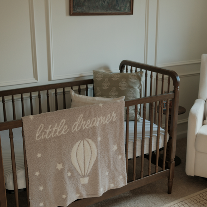 Taupe Hot Air Balloon Feather Knit Baby Blanket