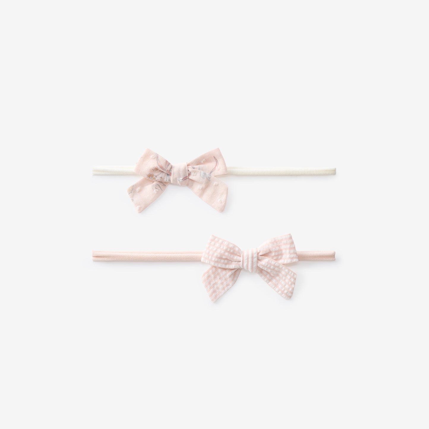Fleur de Provence Swiss Dot & Pink Seersucker Bow Headbands 2Pk