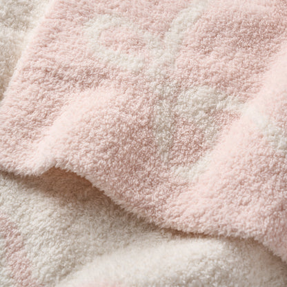 Pink Bows Feather Knit Baby Blanket
