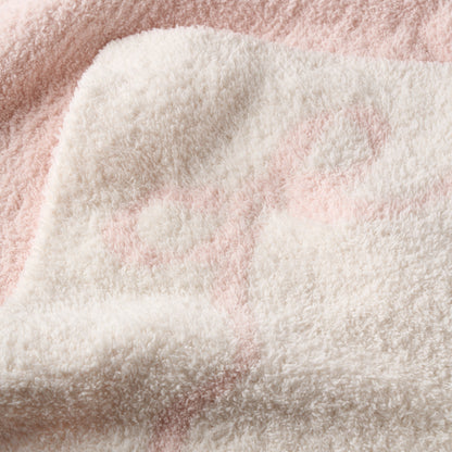 Pink Bows Feather Knit Baby Blanket