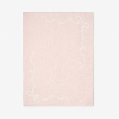 Pink Bows Feather Knit Baby Blanket