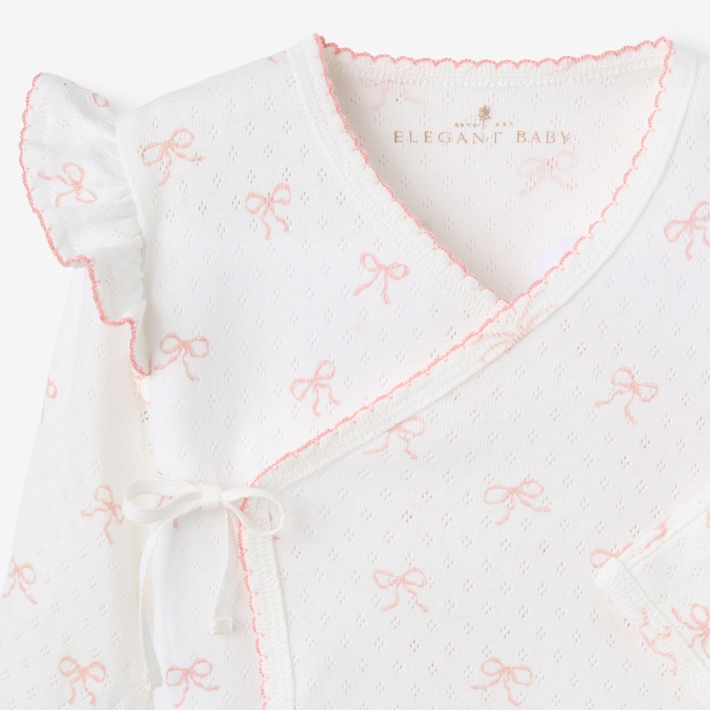 Pink Bow Organic Cotton Pointelle 3pc Bag Set