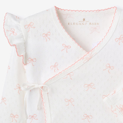 Pink Bow Organic Cotton Pointelle 3pc Bag Set