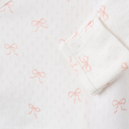 Pink Bow Organic Cotton Pointelle 3pc Bag Set