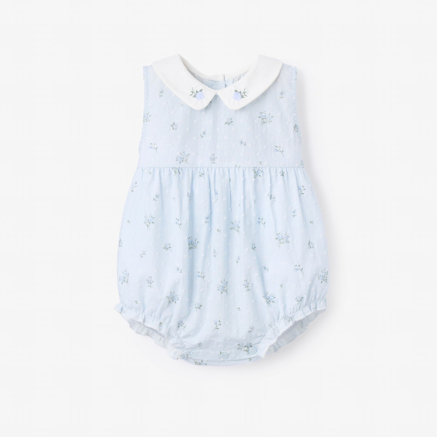 Blue English Rose Embroidered Collar Bubble