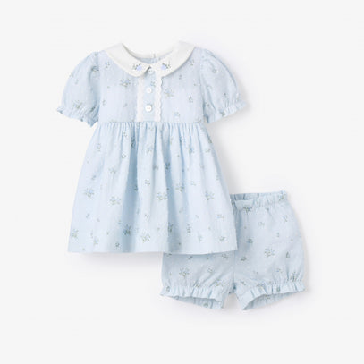 Blue English Rose Pintucked Dress