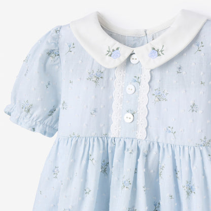 Blue English Rose Pintucked Dress
