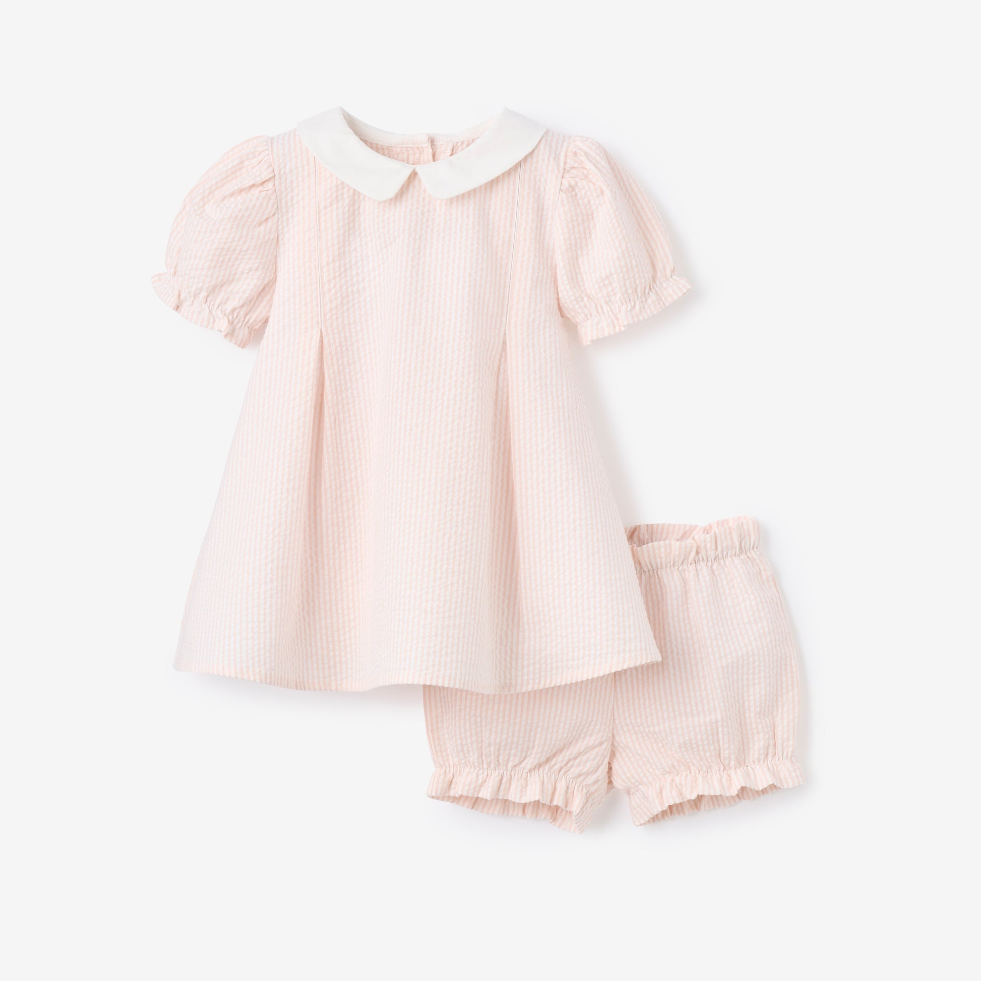 Pink Seersucker Collared Dress - Pink / 9-12M Pink Seersucker Collared Dress - Pink / 9-12M