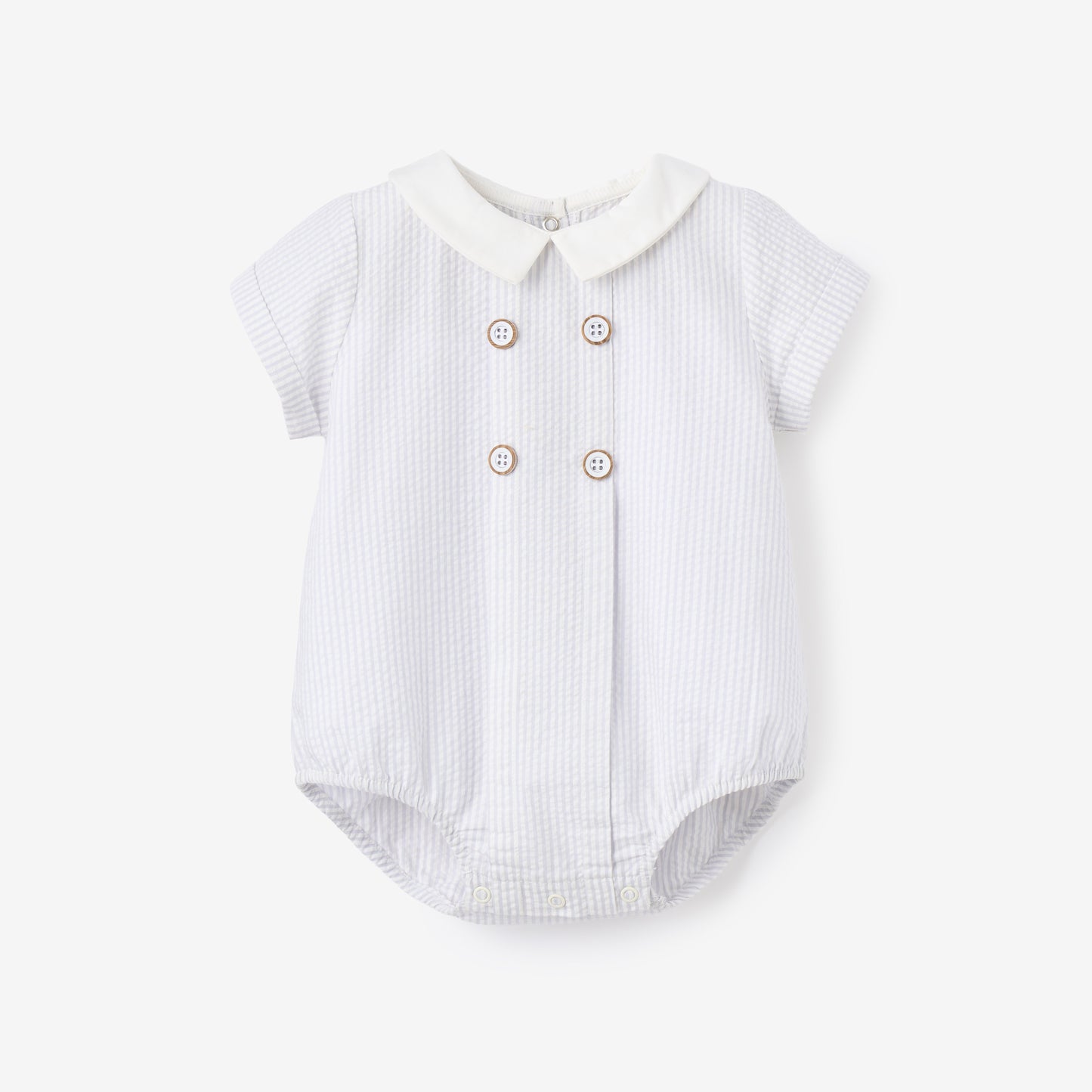 Blue Seersucker Button Front Bubble