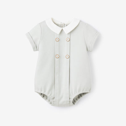 Gray Double Knit Button Front Bubble