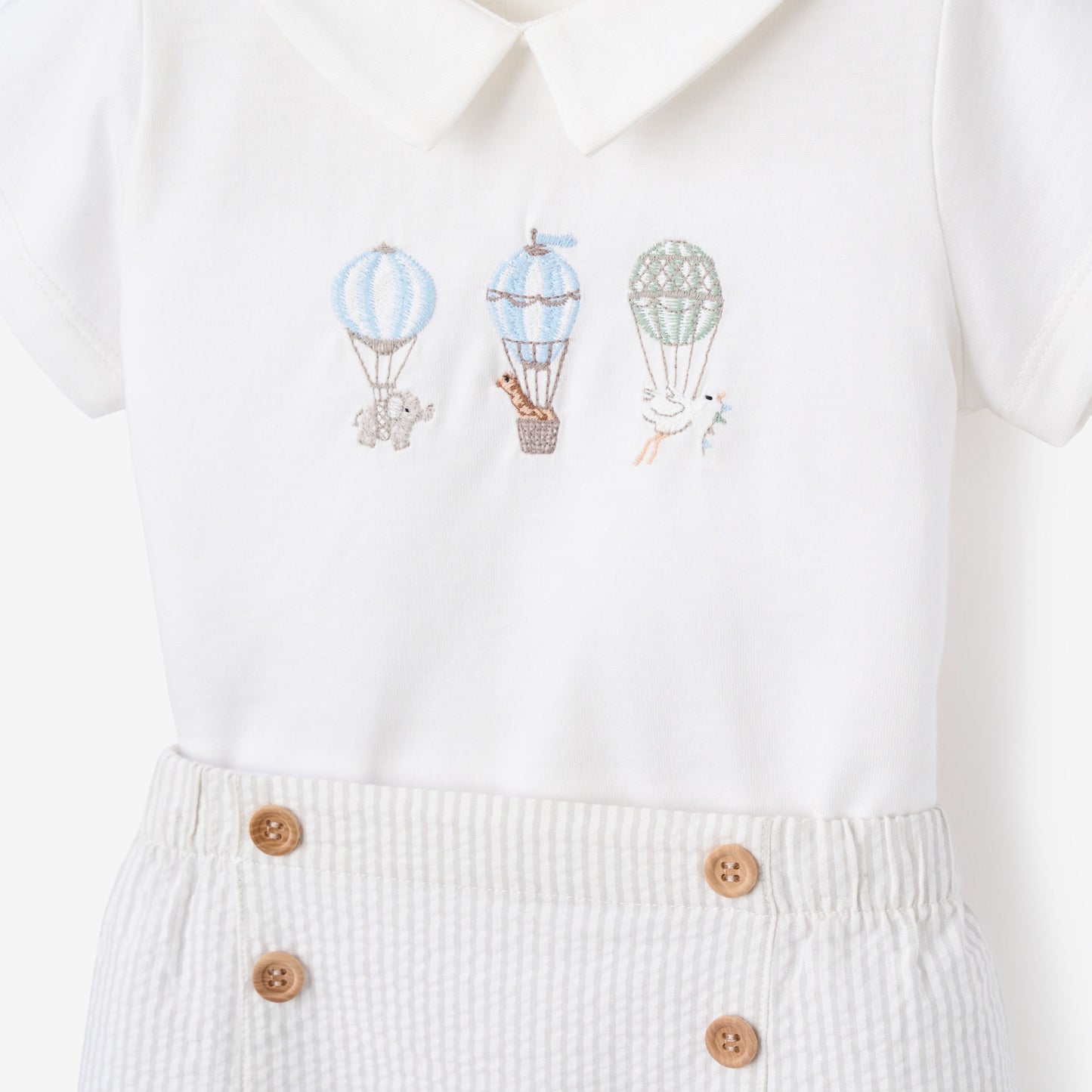 Up & Away Embroidered Bodysuit & Seersucker Short Set