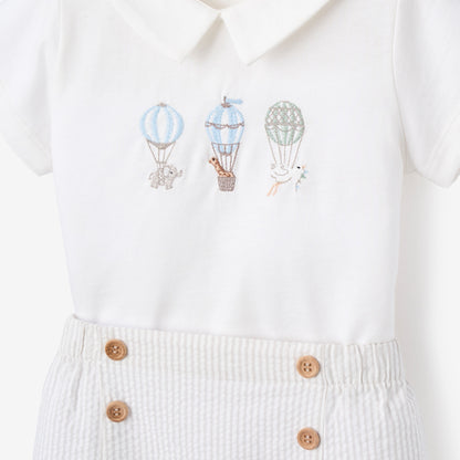 Up & Away Embroidered Bodysuit & Seersucker Short Set