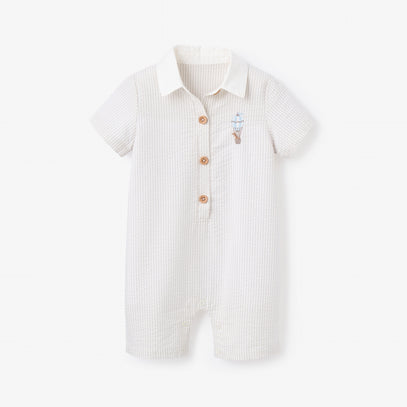 Up & Away Grey Seersucker Collared Shortall