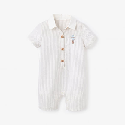 Up & Away Grey Seersucker Collared Shortall