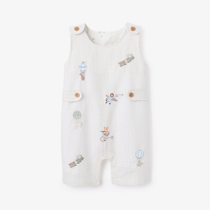 Up & Away Embroidered Gray Seersucker Jon Jon