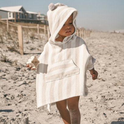 Taupe Cabana Stripe Terry Poncho