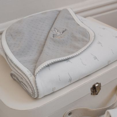 Stork Print Organic Double Layer Swaddle Blanket