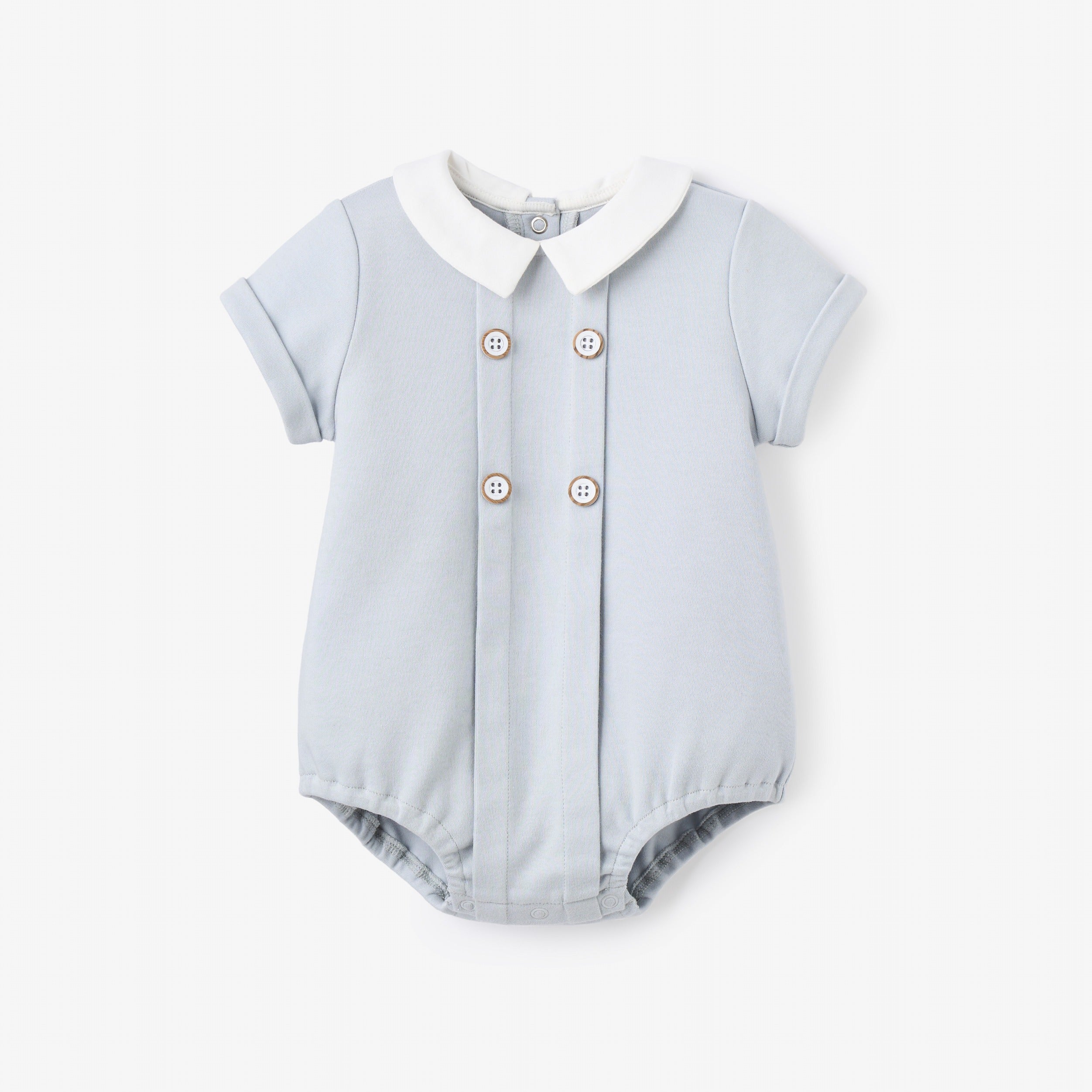 Lt. Blue Double Knit Button Front Bubble